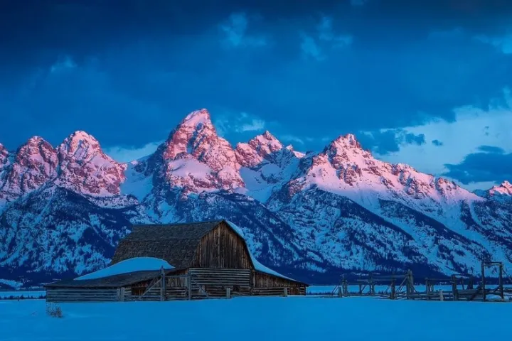 a view of a snow covered mountain