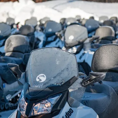 a motorcycle covered with snow